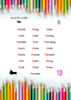 Preview of Words with 'th'