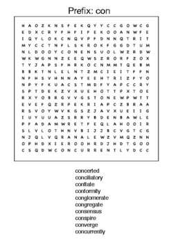 Words with the Prefix con Crossword and word search by Northeast