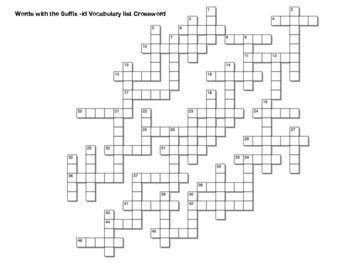 Words with the Suffix id Vocabulary list Crossword by Northeast Education