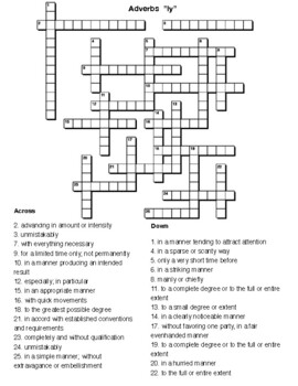 Words with the adverb ly crossword by Northeast Education TPT