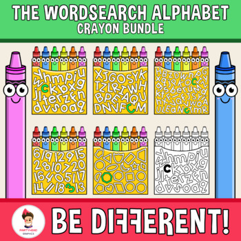 Preview of Wordsearch Alphabet Clipart Crayon Bundle Back To School