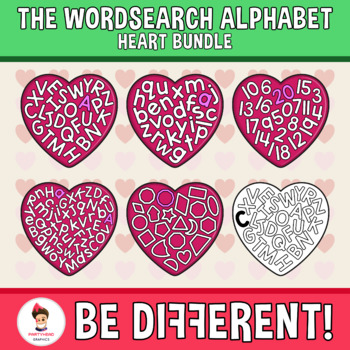 Preview of Wordsearch Alphabet Clipart Heart Bundle