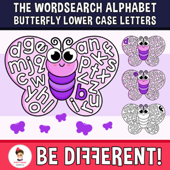 Preview of Wordsearch Alphabet Clipart Letters Butterfly Lowercase Letters Spring Animal