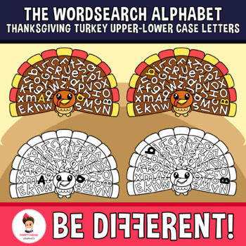 Preview of Wordsearch Alphabet Clipart Letters Thanks. Turkey (Upper-Lower Case Letters)