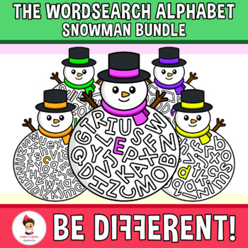 Preview of Wordsearch Alphabet Clipart Snowman Bundle