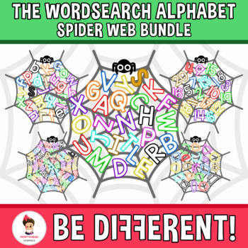 Preview of Wordsearch Alphabet Clipart Spider Web Bundle Halloween