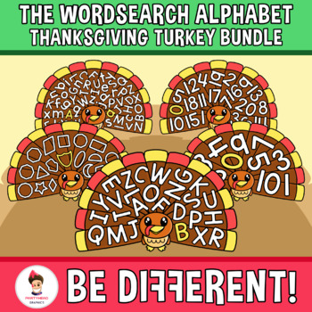 Preview of Wordsearch Alphabet Clipart Thanksgiving Turkey Bundle