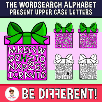Preview of Wordsearch Alphabet Uppercase Letters Present Clipart Christmas