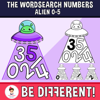 Preview of Wordsearch Numbers Clipart Alien (0-5)