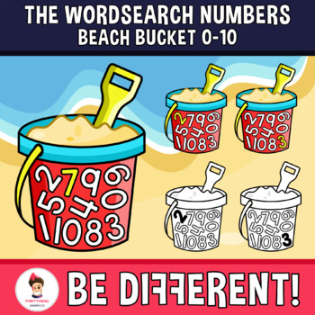 Preview of Wordsearch Numbers Clipart Beach Bucket (0-10) Summer