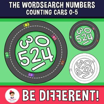Preview of Wordsearch Numbers Clipart Counting Cars (0-5) Transportation Math