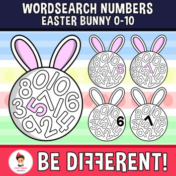 Preview of Wordsearch Numbers Clipart Easter Bunny (0-10)