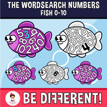 Preview of Wordsearch Numbers Clipart Fish (0-10)