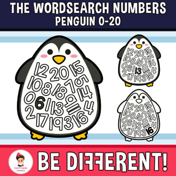 Preview of Wordsearch Numbers Clipart Penguin 0-20 Winter Animal Christmas