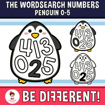 Preview of Wordsearch Numbers Clipart Penguin 0-5 Winter Animal Math