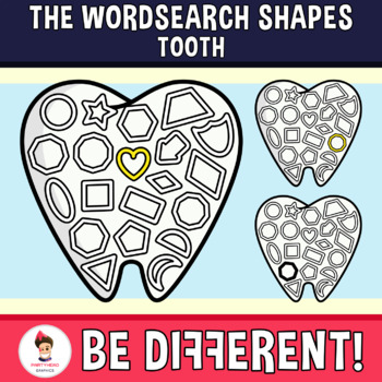 Preview of Wordsearch Shapes Clipart Tooth Dental Health