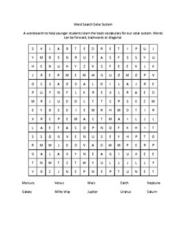Preview of Wordsearch Solar System