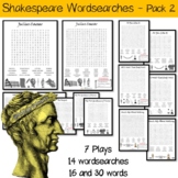 Wordsearches x 14 based on 7 Shakespeare plays - PACK 2