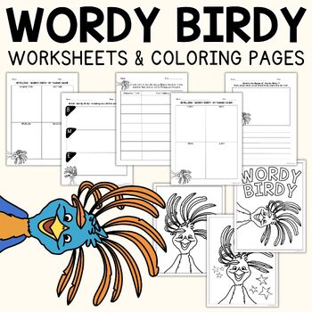 Preview of Wordy Birdy Read Aloud Book Companion Worksheets & Coloring Pages, SEL Activity