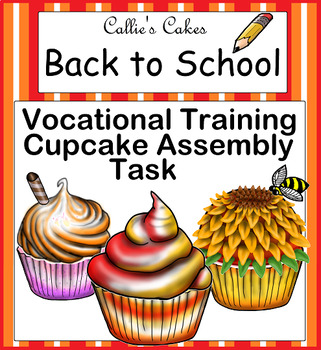 Preview of Work Box Assembly Task for Special Education Life Skills Back to School Cupcakes