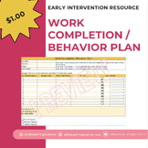 Work Completion Behavior Plan: Middle School & High School