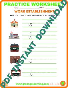 Preview of Work Establishments / ESL PRACTICE WORKSHEET / (easy task)