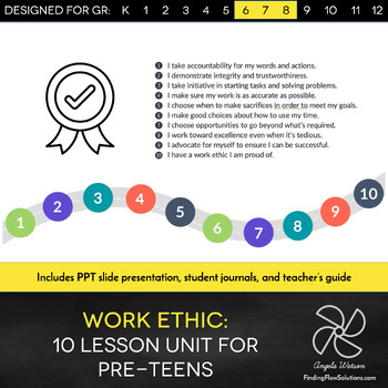 Preview of Work Ethic and Responsibility: 10 lessons with PPT and student journals