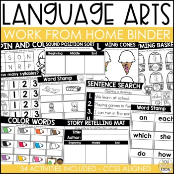 Preview of Work From Home Binder: Language Arts Skills Activities for Special Education