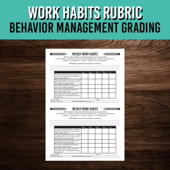 Preview of Work Habits and Behavior Rubric | Grading Chart for Middle School & High School