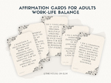 Work-Life Balance Affirmation Cards - 50-Card Pack, Printable 5x7
