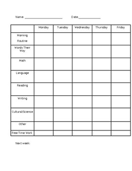 Work Plan for a Lower Elementary Classroom by Gilbert Go-To Resources