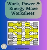 Work, Power & Energy Calculations Practice Maze Worksheet