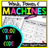 Work, Power & Machines- Color by Answer Worksheet (Print &