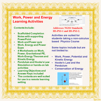 Preview of Work, Power and Energy Learning Activities