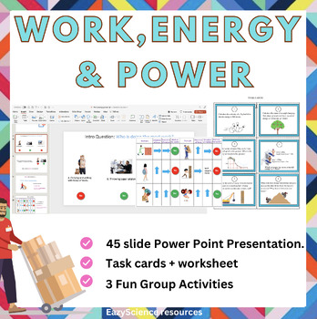 Preview of Work, Power and Energy (P.Eand K.E) Power Point and Activities