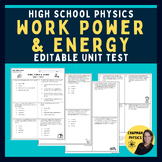 Energy Test High School Physics - Editable PPT & PDF - Wor
