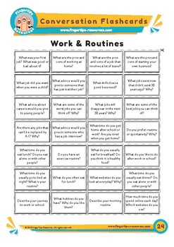 Preview of Work & Routines - Conversation Flashcards