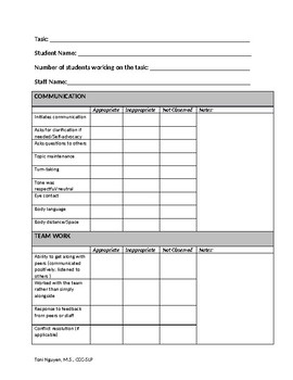 Preview of Work Skills Checklist