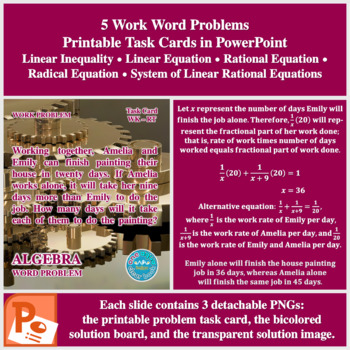 Preview of Work Word Problem Task Cards in PowerPoint