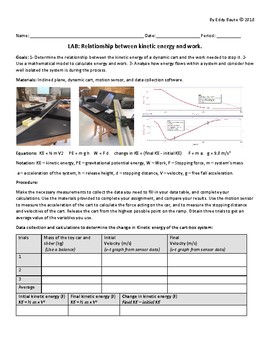 Work and Change in kinetic energy lab by U2 Physics | TPT