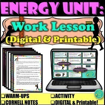 Preview of Work and Energy Digital Lesson- Notes Activity and Slides