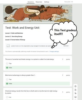 Preview of Work and Energy Test - Physical Science - Google Form