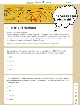 Preview of Work and Machines worksheet | Physical Science | Google Form