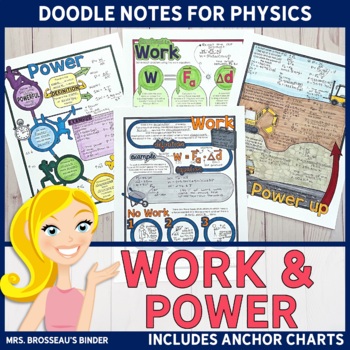 Preview of Work and Power Doodle Notes | Physics Doodle Notes + Practice Problems