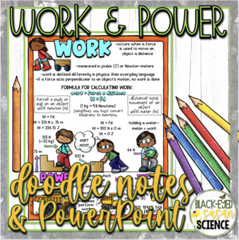 Preview of Work and Power Doodle Notes & Quiz + PowerPoint