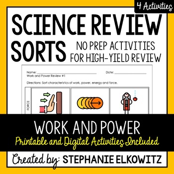 Preview of Work and Power Review Sort | Printable, Digital & Easel