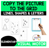 Work on MEMORY, VISUAL MOTOR SKILLS, SHAPES with GRID DRAWINGS