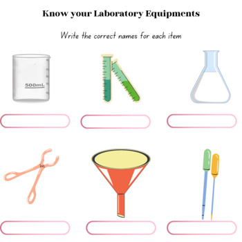 Work sheet of lab equipments for science beginners by Ritu Pahuja