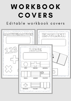 Preview of Workbook Covers Editable