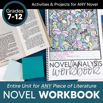 Preview of Workbook for ANY Novel Unit Study Grades 7-12 Editable + Digital Included